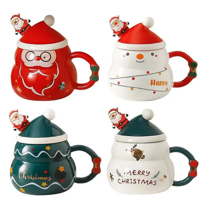 Christmas ceramic cup with lid