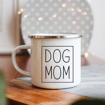 Dog Mom/Dad Print Creative Enamel Handle Mugs Party Beer Cocoa Coffee Tea Cups Couple Camping Cup Breakfast Dessert Oat Milk Mug