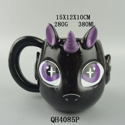 Creative and Cute Ceramic Cup Cat Cup Water Cup Halloween Ghost Day Coffee  Black  Tiki Cartoon Lucky Cat Cup Mugs Coffee Cups