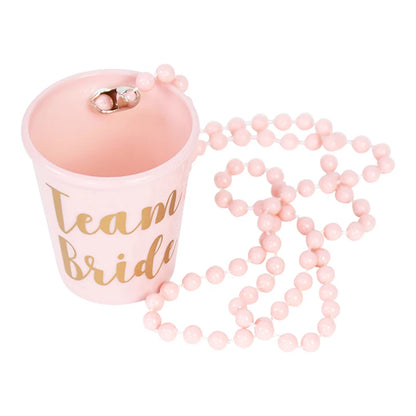 Rose Gold Team Bride To Be Cup Plastic Shot Glasses Necklace Drinking Cups For Wedding Hen Night Bachelorette Party Game Supply