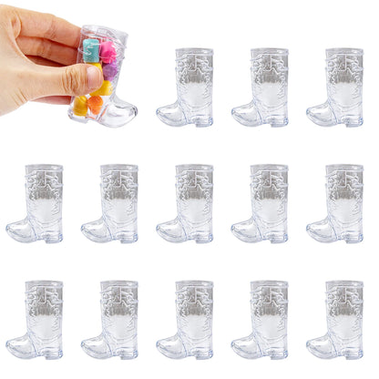 10Pcs Mini Cowboy Boot Shot Glasses Plastic Clear Cups Cowboy Cowgirl Western Theme Party Supplies Bachelorette Birthday Favors