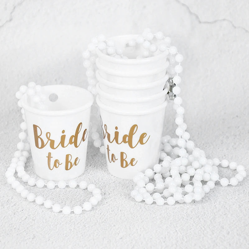 Rose Gold Team Bride To Be Cup Plastic Shot Glasses Necklace Drinking Cups For Wedding Hen Night Bachelorette Party Game Supply