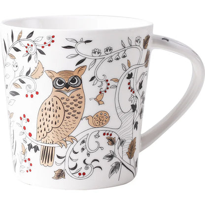 18OZ Big Mug Cup Porcelain Mugs for Ice Coffee Designer Golden Deer Owl Hug Printing on Cups Made of Ceramic and Original Design