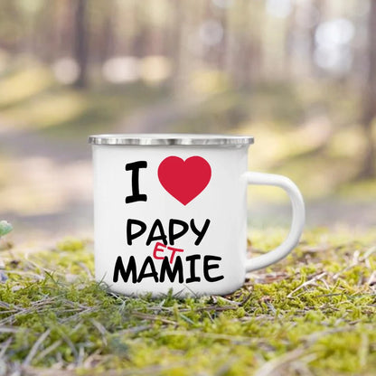 Papy Mamie Print Enamel Mug