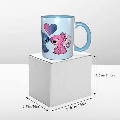 Cute Stitch And Angel Coffee Cup Funny Kawaii Lovely Mugs Gift For Women Men