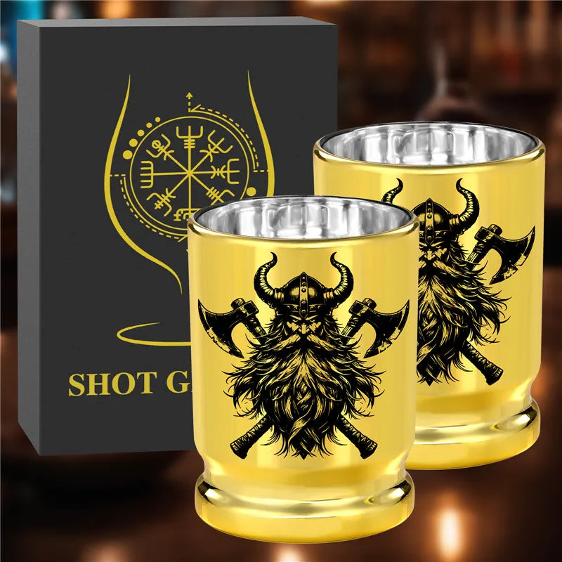 95ml/3.2oz 2pcs/set 50 Caliber Bullet Shot Cups for Whiskey Liquor Golden Plastic Shot Glasses for Party Club Wedding Gift Set