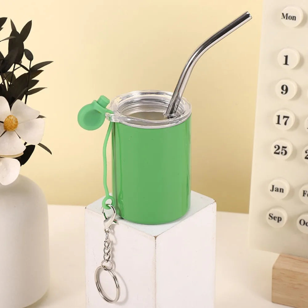 Stainless Steel Mini Tumbler Shot Glass 3 oz with Straw Funny Shot Glasses Keychain with Lids Car Straw Cup Home Office Travel