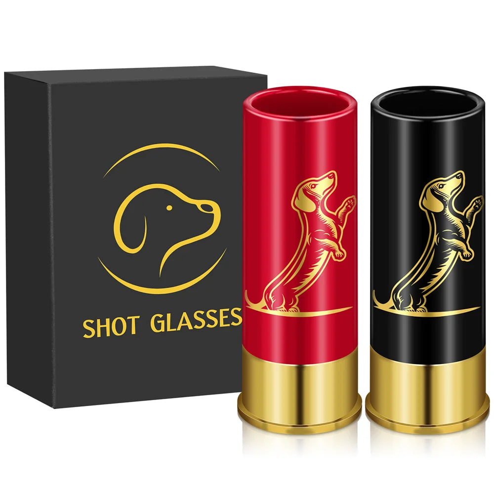 2pcs/Set 1.5oz Shot Glasses Dachshund Decoration Plastic Shotgun Bullet Shape Water Wine Plastic Party Drinkware Gift