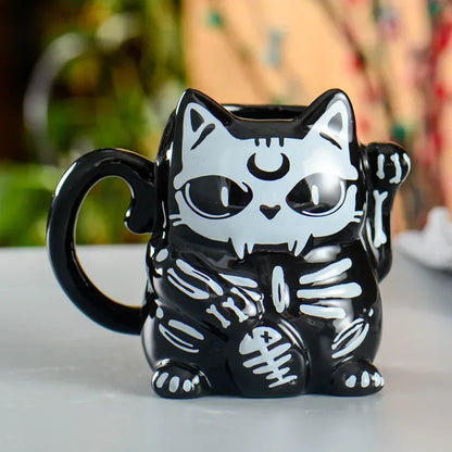 Creative and Cute Ceramic Cup Cat Cup Water Cup Halloween Ghost Day Coffee  Black  Tiki Cartoon Lucky Cat Cup Mugs Coffee Cups