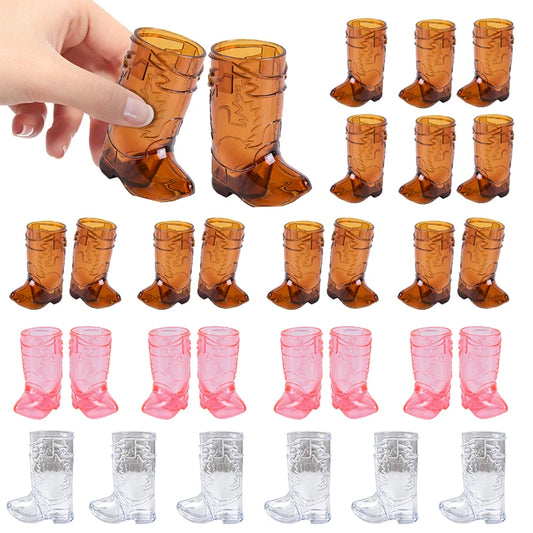 10Pcs Mini Cowboy Boot Shot Glasses Plastic Clear Cups Cowboy Cowgirl Western Theme Party Supplies Bachelorette Birthday Favors