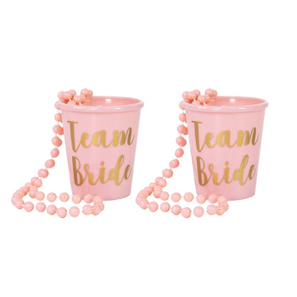 Rose Gold Team Bride To Be Cup Plastic Shot Glasses Necklace Drinking Cups For Wedding Hen Night Bachelorette Party Game Supply