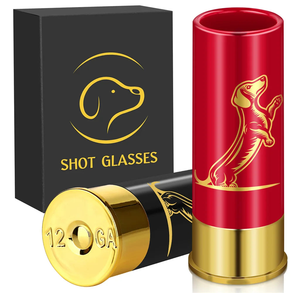 2pcs/Set 1.5oz Shot Glasses Dachshund Decoration Plastic Shotgun Bullet Shape Water Wine Plastic Party Drinkware Gift