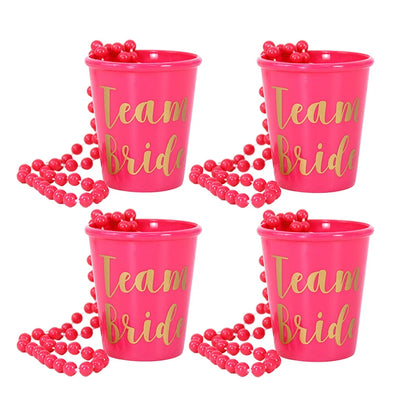 Rose Gold Team Bride To Be Cup Plastic Shot Glasses Necklace Drinking Cups For Wedding Hen Night Bachelorette Party Game Supply