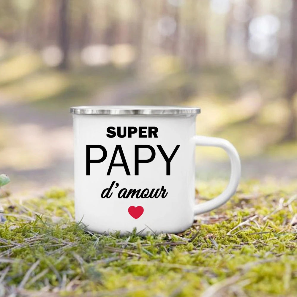 Papy Mamie Print Enamel Mug