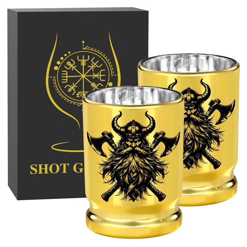 95ml/3.2oz 2pcs/set 50 Caliber Bullet Shot Cups for Whiskey Liquor Golden Plastic Shot Glasses for Party Club Wedding Gift Set