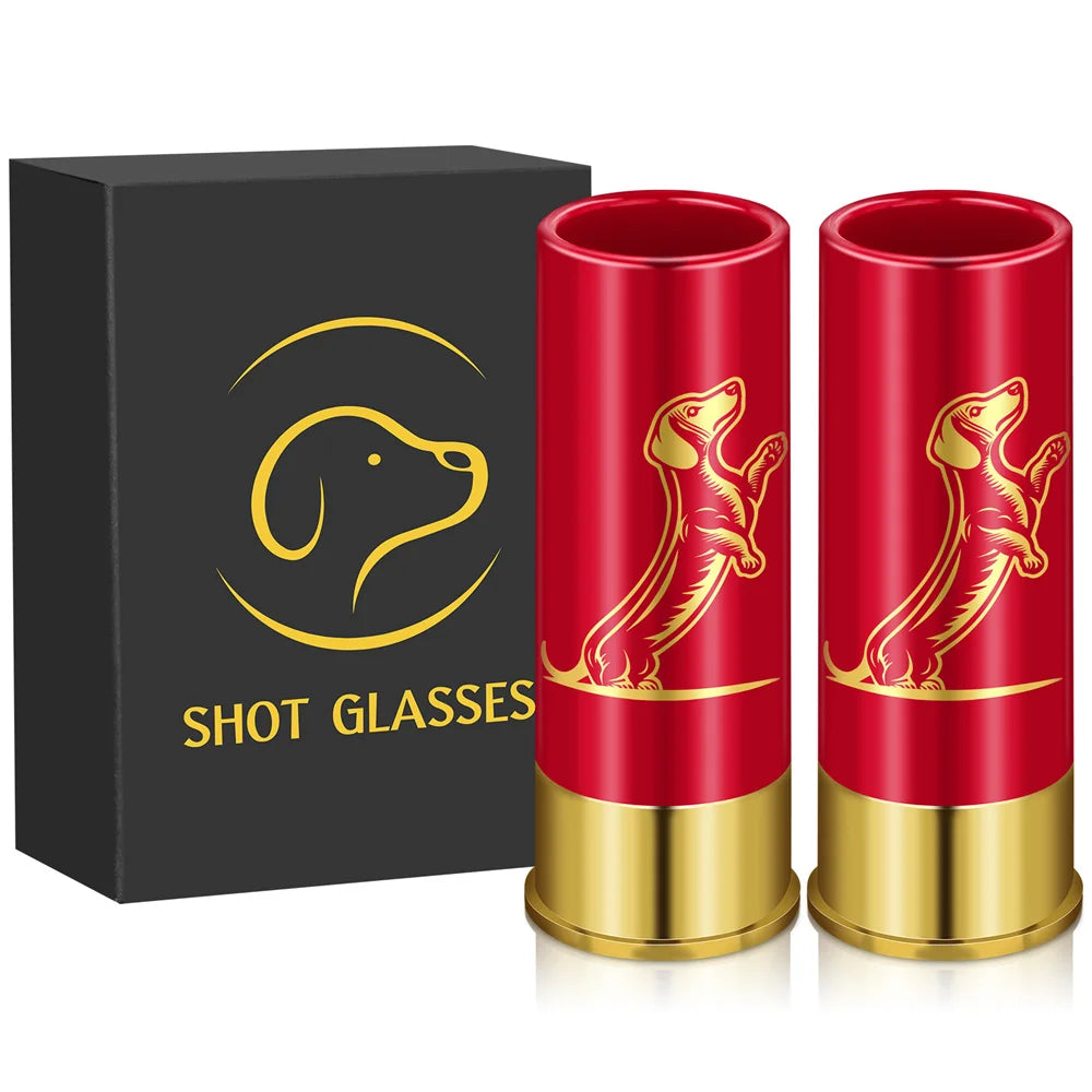 2pcs/Set 1.5oz Shot Glasses Dachshund Decoration Plastic Shotgun Bullet Shape Water Wine Plastic Party Drinkware Gift